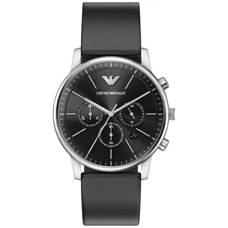 Reloj Emporio Armani Minimalist Negro y Plateado Cronógrafo Hombre AR11774