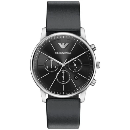 Reloj Emporio Armani Minimalist Negro y Plateado Cronógrafo Hombre AR11774