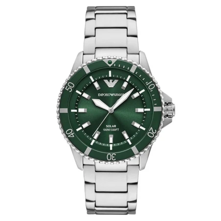 Reloj Emporio Armani World Explorer Plateado y Verde Analógico AR11698