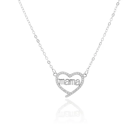Gargantilla Corazón Mamá Plata y Circonitas GR-018BB