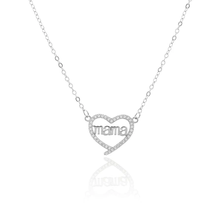 Gargantilla Corazón Mamá Plata y Circonitas GR-018BB