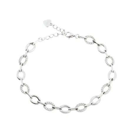 Pulsera Óvalos Plata Baño Rodio y Circonitas PR-183BB