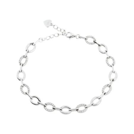 Pulsera Óvalos Plata Baño Rodio y Circonitas PR-183BB