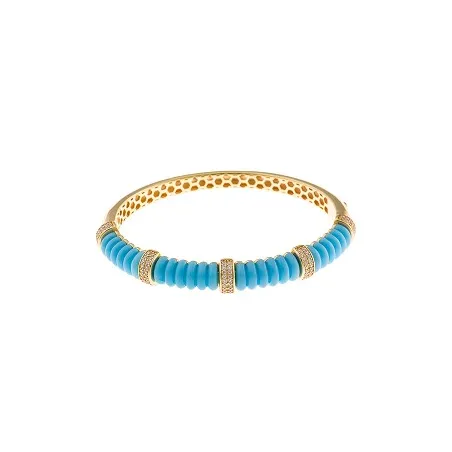 Pulsera Salvatore Caña Plata Baño Oro y Esmalte Turquesa 277PM003