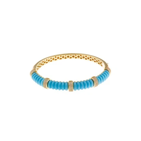 Pulsera Salvatore Caña Plata Baño Oro y Esmalte Turquesa 277PM003