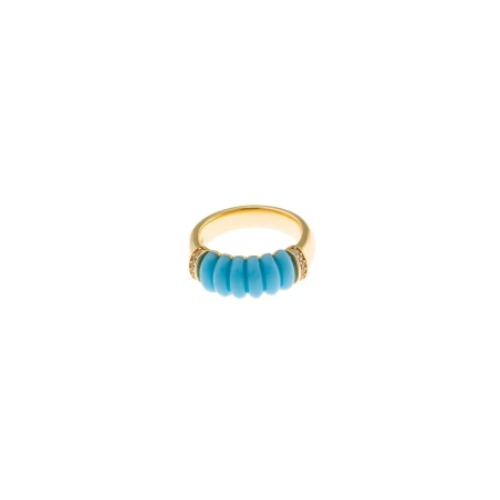 Anillo Salvatore Plata Baño Oro y Esmalte Turquesa 277SM003