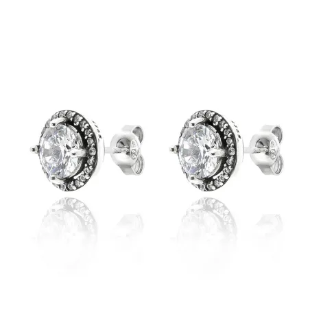 Pendientes Plata Baño Rodio Círculo PPR-1134