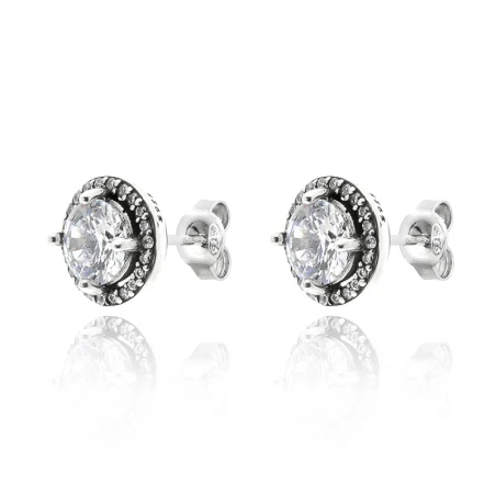 Pendientes Plata Baño Rodio Círculo PPR-1134
