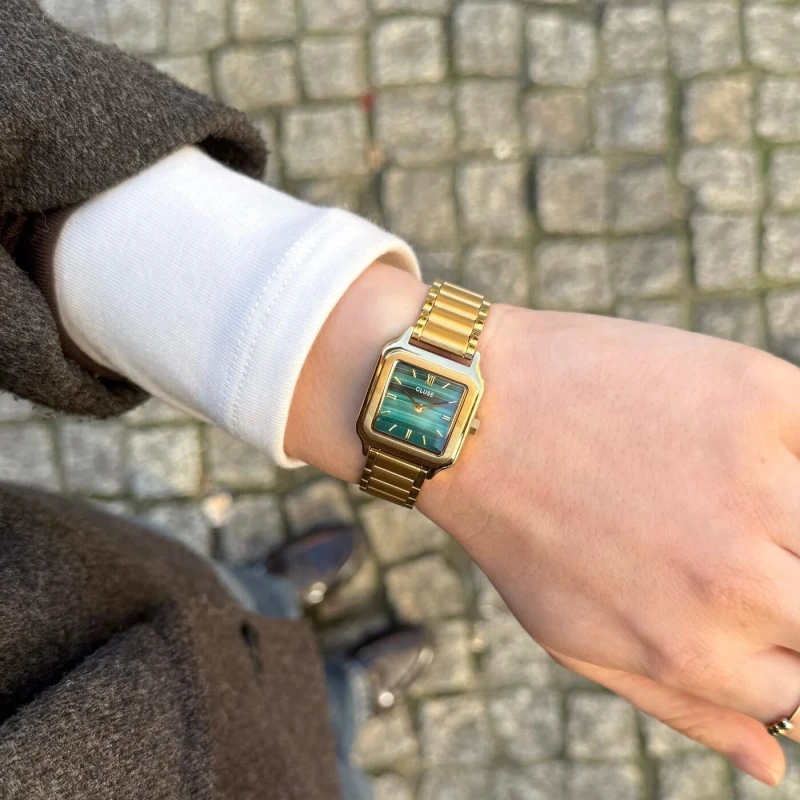 Reloj Cluse Gracieuse Petite Mujer Dorado y Verde Analógico CW11828
