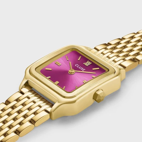 Reloj Cluse Gracieuse Dorado y Fucsia Analógico Mujer CW11829