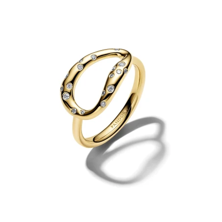 Anillo Pandora Forma Orgánica Baño Oro y Circonitas 164676C01