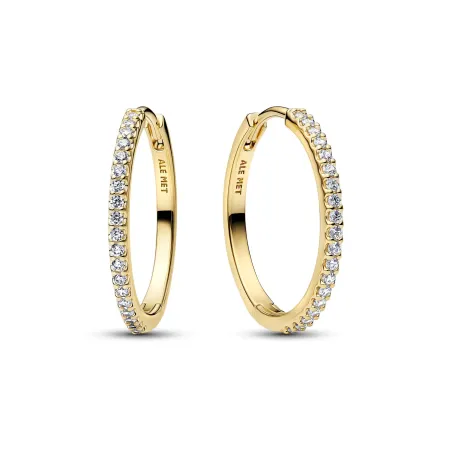 Pendientes Pandora Aro Baño Oro y Circonitas Blancas Pavé 264652C01