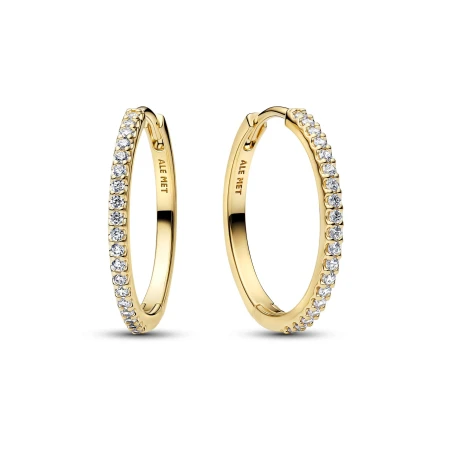 Pendientes Pandora Aro Baño Oro y Circonitas Blancas Pavé 264652C01