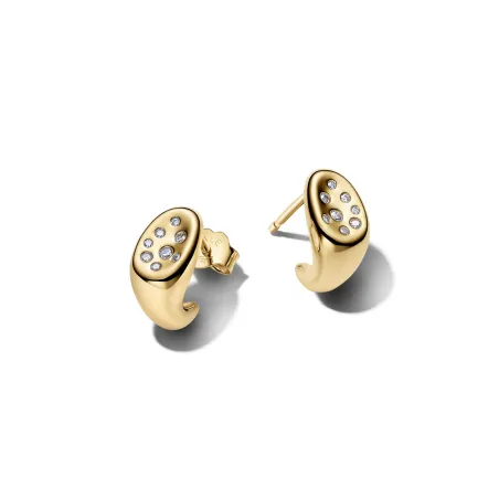 Pendientes Pandora Sello Ovalado Baño Oro y Circonitas Blancas 264661C01