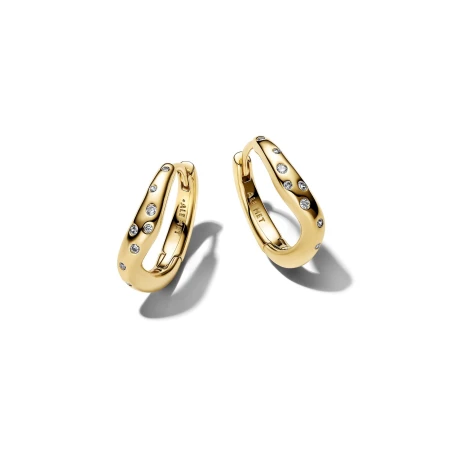 Pendientes Pandora Aro Orgánico Baño Oro y Circonitas 264663C01