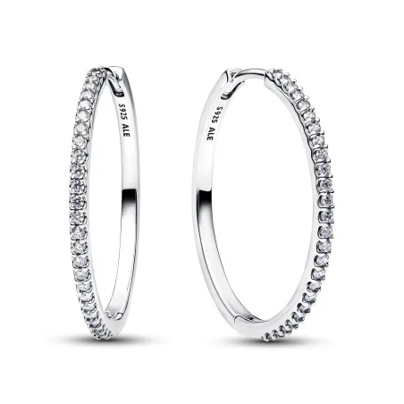 Pendientes Pandora Aro Plata y Circonitas Blancas Pavé 294650C01