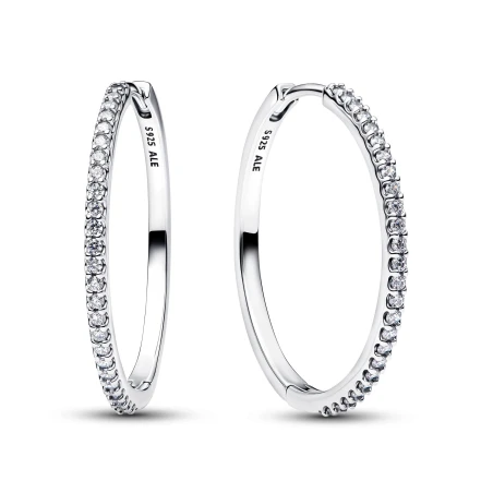 Pendientes Pandora Aro Plata y Circonitas Blancas Pavé 294650C01