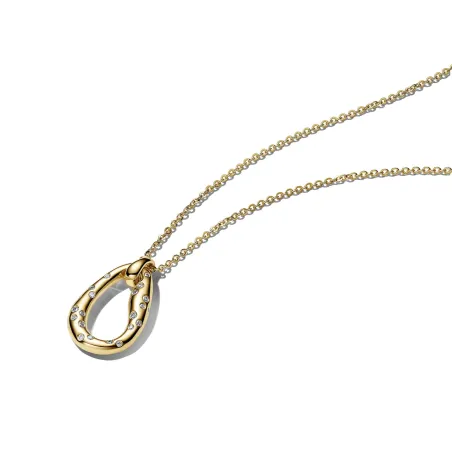 Collar Pandora Óvalo Forma Organica Baño Oro 364666C01-45
