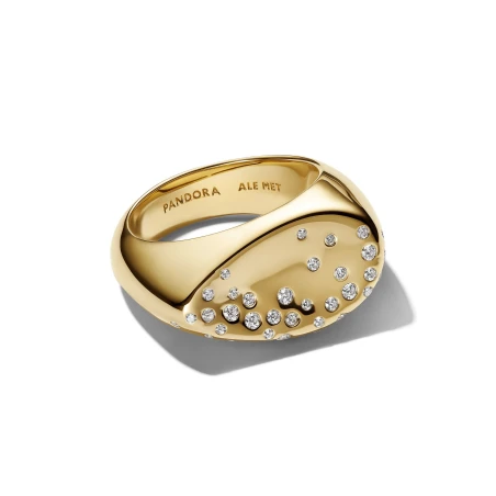 Anillo Pandora Anillo Pandora Sello Ovalado Baño Oro y Circonitas Blancas 164671C01