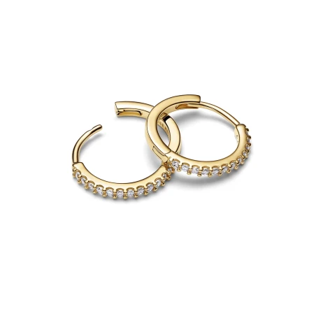 Pendientes Pandora Aro Baño Oro y Circonitas Blancas Pavé 264649C01