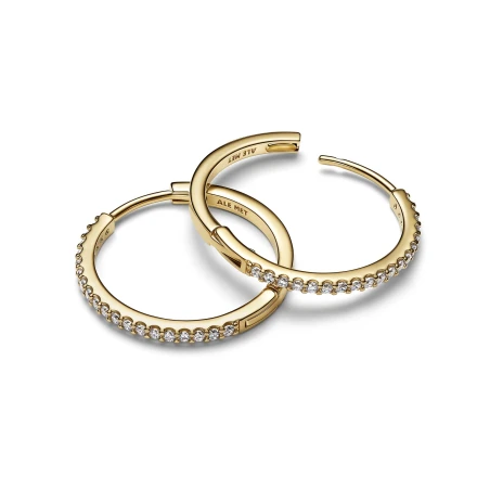 Pendientes Pandora Aro Baño Oro y Circonitas Blancas Pavé 264652C01