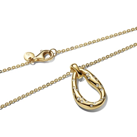 Collar Pandora Óvalo Forma Organica Baño Oro 364666C01-45