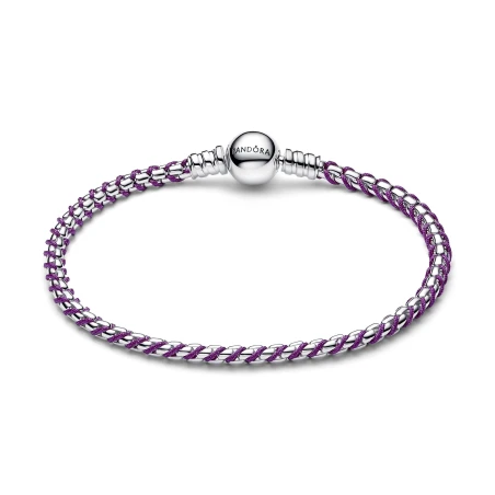 Pulsera Pandora Plata y Cordón Morado 593816C03