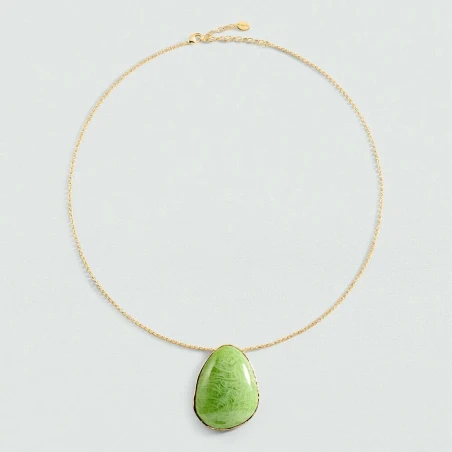 Collar Midi Agatha Paris Calma Baño Oro y Acetato Verde 02680486-658-TU