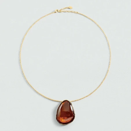 Collar Midi Agatha Paris Calma Baño Oro y Acetato Marrón 02680486-236-TU