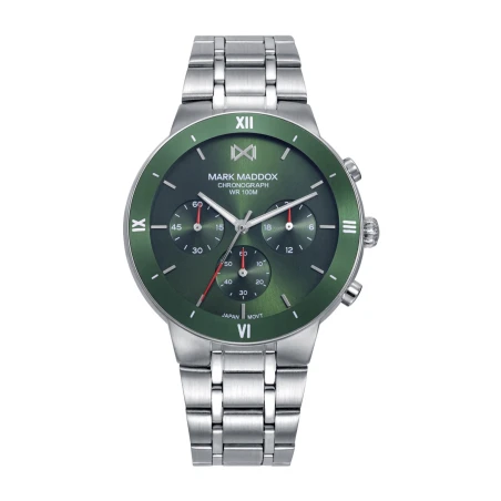 Reloj Mark Maddox Plateado y Verde Cronógrafo Hombre HM1036-67