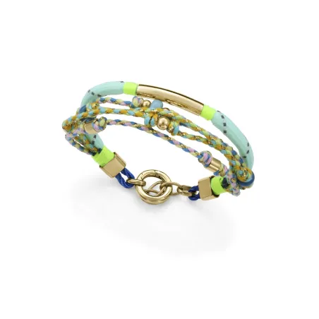 Pulsera Viceroy Fashion Acero Baño Oro, Cuerda Náutica, Cordón Verde y Piedras 14364P01016