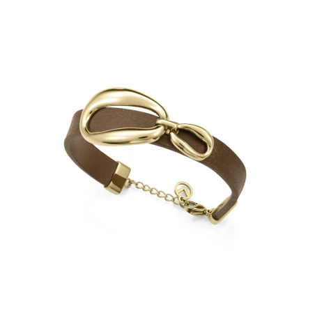 Pulsera Viceroy Fashion Piel Marrón y Acero Baño Oro 15205P01011