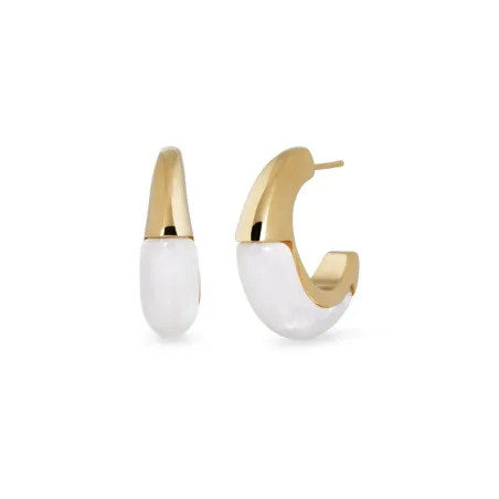 Pendientes Vidal&Vidal Semiluna Blanc y Baño Oro X48279