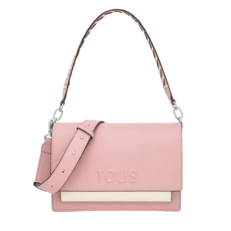 Bolso Bandolera TOUS Audree Saffiano Rosa y Beige Mediano 2002358213