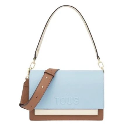Bolso Bandolera TOUS Audree Saffiano Azul Cielo y Moca Mediano 2002358234