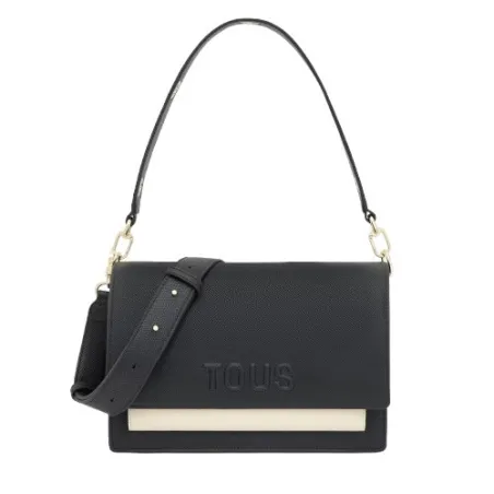 Bolso Bandolera TOUS Audree Saffiano Negro y Beige Mediano 2002358251