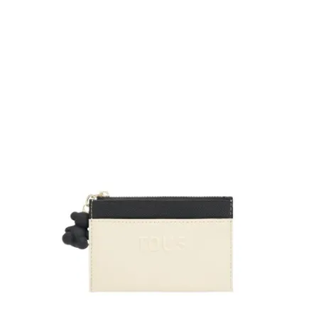 Monedero Tarjetero TOUS Audree Saffiano Negro y Beige 2002361551