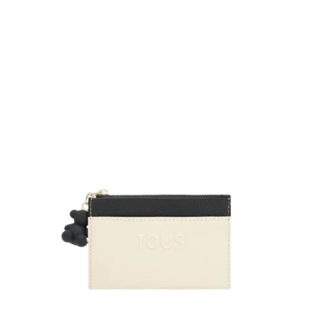 Monedero Tarjetero TOUS Audree Saffiano Negro y Beige 2002361551
