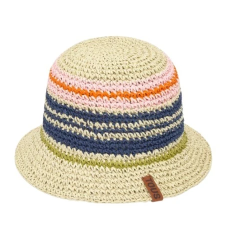 Sombrero TOUS Stripes Straw Rafia Azul y Multicolor 2002440038