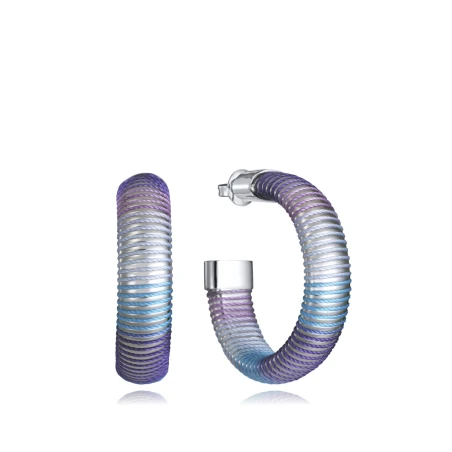 Pendientes Viceroy Fashion Larua Escanes Aro Acero Tubogas Azul y Morado 14361E01013