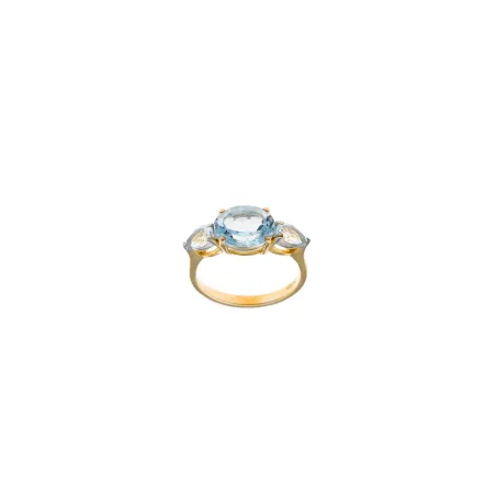 Anillo Salvatore Plata Baño Oro y Piedra Azul Topacio 247S0026