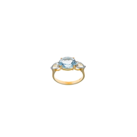 Anillo Salvatore Plata Baño Oro y Piedra Azul Topacio 247S0026