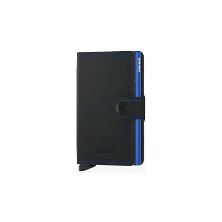 Tarjetero Secrid Miniwallet Matte, Negro y Azul Hombre MM-BLACK & BLUE