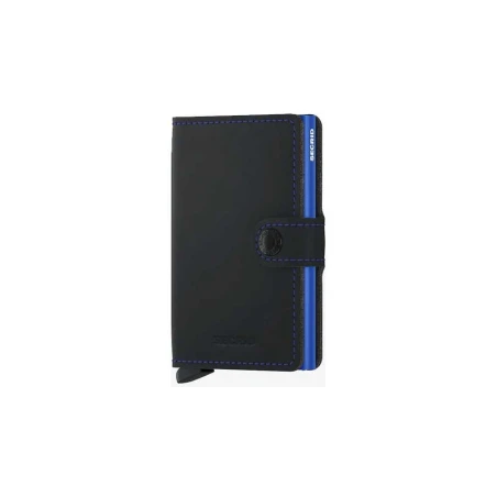 Tarjetero Secrid Miniwallet Matte, Negro y Azul Hombre MM-BLACK & BLUE