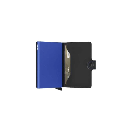 Tarjetero Secrid Miniwallet Matte, Negro y Azul Hombre MM-BLACK & BLUE