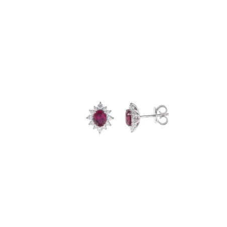 Pendientes Salvatore Plata Baño Rodio, Circonita Rubí y Blancas 136A0800