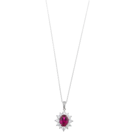 Collar Salvatore Plata Baño Rodio, Circonita Rubí y Blancas 136C0419