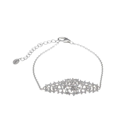 Pulsera Salvatore Óvalo Calado Plata Baño Rodio y Circonitas Blancas 195P0035