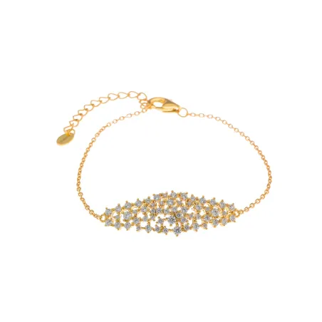 Pulsera Salvatore Óvalo Calado Plata Baño Oro y Circonitas Blancas 195P0036