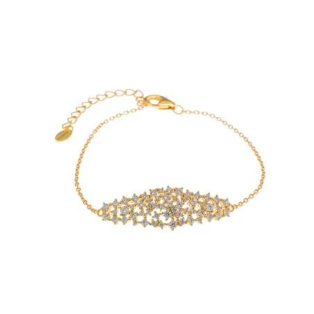Pulsera Salvatore Óvalo Calado Plata Baño Oro y Circonitas Blancas 195P0036